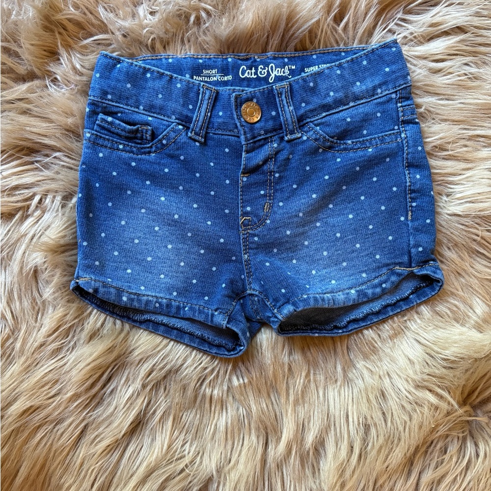 Cat & Jack Blue Polka Dot Denim Shorts